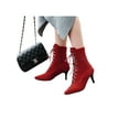 thumbnail image 3 of Fangasis Womens Ankle Booties Anti-Slip Winter Boots Mid Heel Stiletto Boot Work Fashion Dress Bootie Shoes Red 4.5, 3 of 9