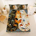 thumbnail image 5 of Homewish Bohemian Cats Animals Queen Sheets,Boho Exotic Style Queen Sheet Sets,4pcs,1 Flat Sheet, 1 Fitted Sheet and 2 Pillowcases, 5 of 6