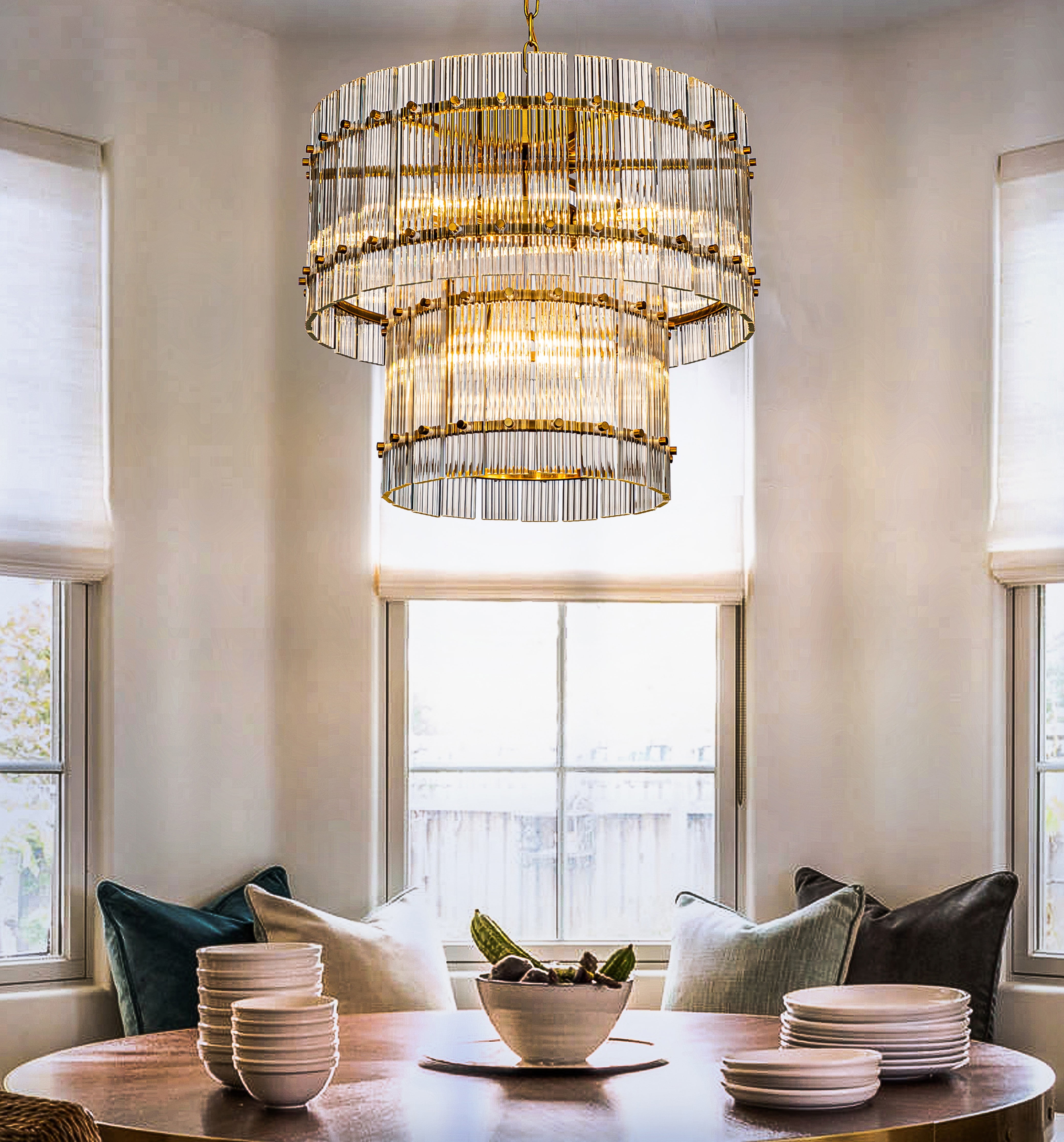 8-Light Black Finish Modern Chandelier for Dining Room with