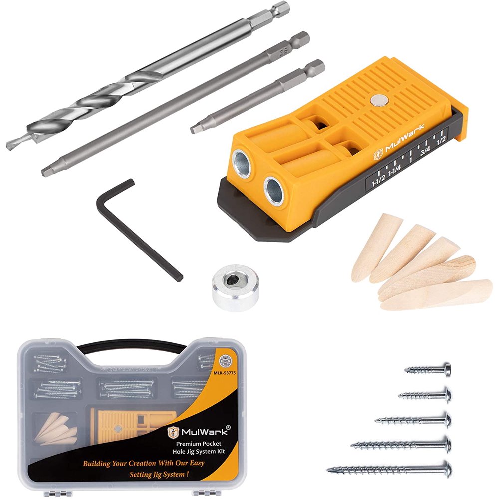 MulWark Premium Pocket Hole Jig System Kit Including Two Holes Jig