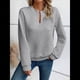 thumbnail image 3 of Sudadera de Cuello en V para Mujer, Larga, Estilo Jersey Gris L, 3 of 5