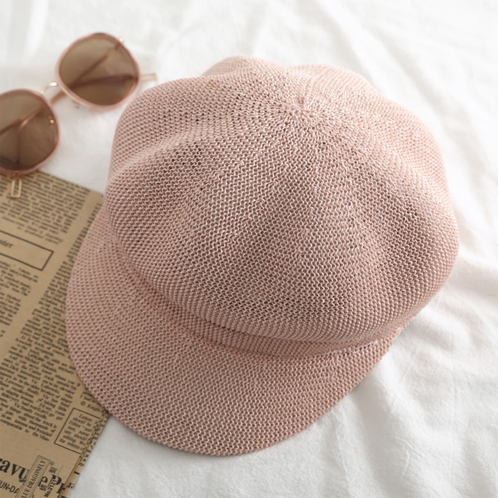 Women Summer Straw Newsboy Cap Beret Breathable Mesh  display picture 2