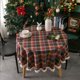 thumbnail image 4 of Mantel redondo de 59 pulgadas, mantel a cuadros retro rojo y verde, poliéster resistente a las manchas, fundas de mesa para cocina, comedor, mantel pequeño para fiestas, picnic, 4 of 5
