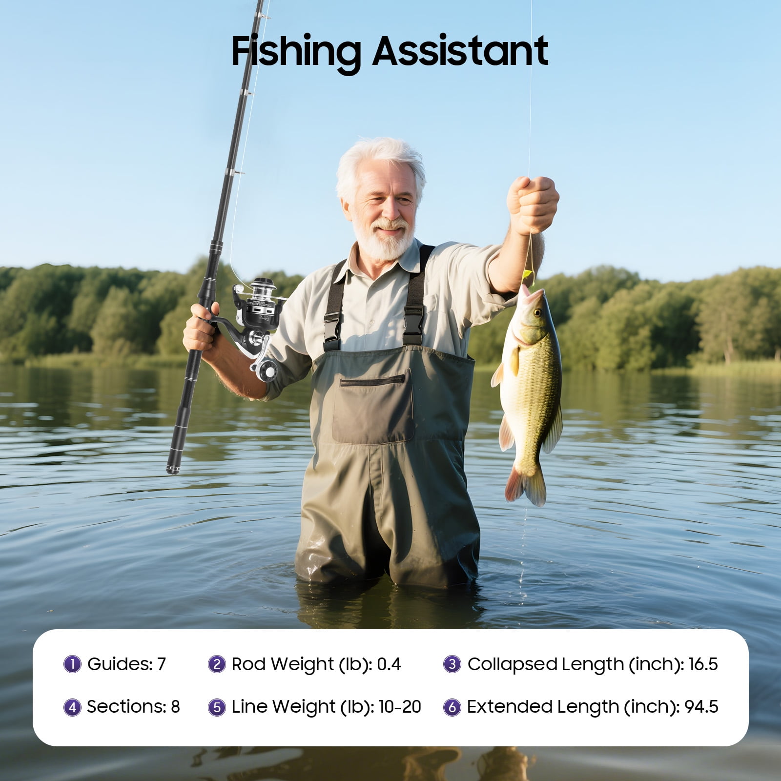 ToppiJoy Fishing Rod and Reel Combos, Telescopic Fishing Pole with Spinning Reel with Fishing Lures Hooks Accessories Fishing Bag