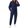 thumbnail image 4 of longantii Womens 2 Piece Outfits Lounge Jogger Pants Hoodie Sweatsuit Sets Oversized Sweatshirt Baggy Fall Comfy Sweatpants 2025 Fall Travel Outfits Matching Set with Pockets Navy L, 4 of 7
