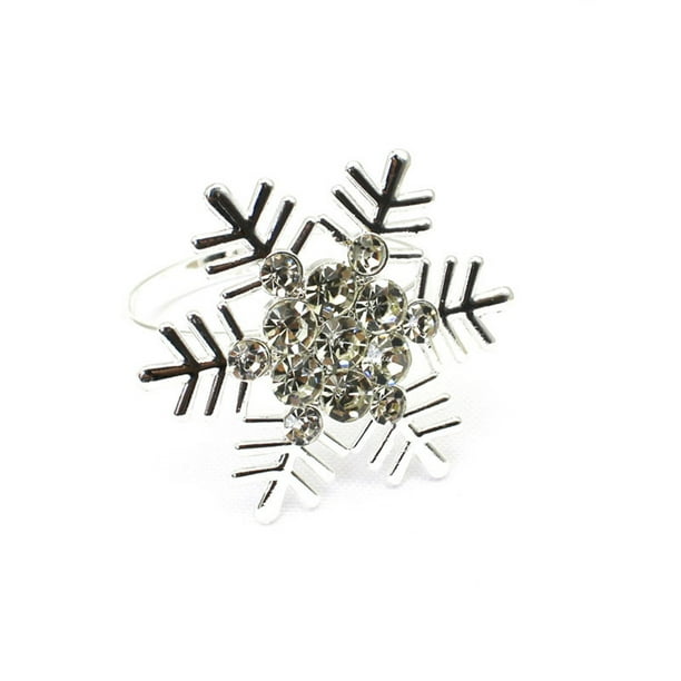Yuarrent Decoración de mesa, diseño de copo de nieve de Navidad, suministro decorativo para el hogar, servilletas antioxidantes, círculos, hebilla de Mostrada Plata Yuarrent HA060540-02