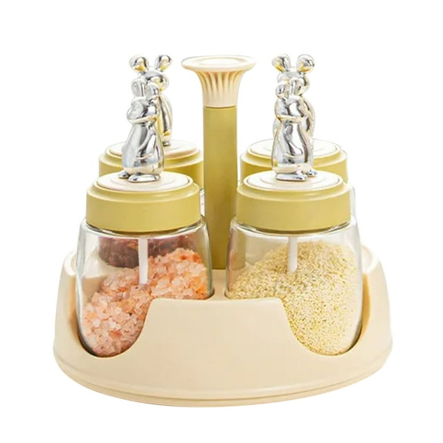 Salero giratorio para especias con tapa, botella aromatizante de vidrio para cocina, restaurante, hogar, amarillo