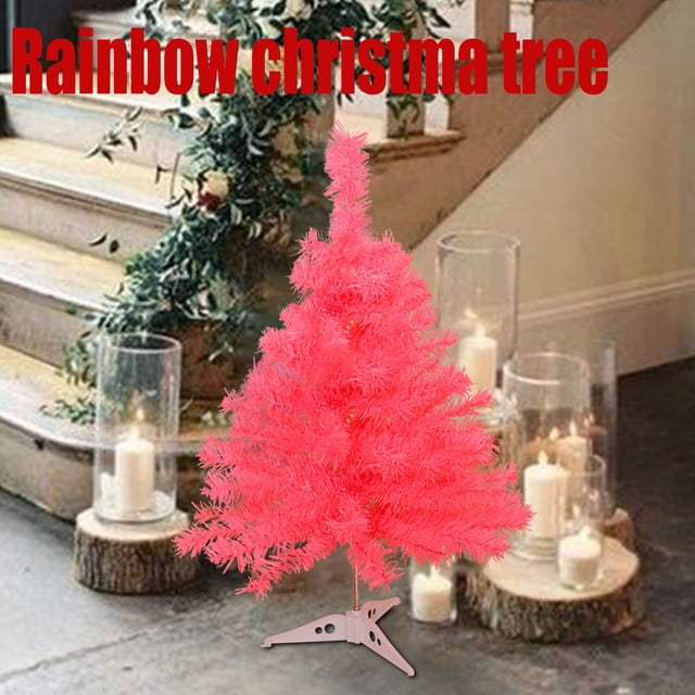 Meitianfacai 30cm White Small Christmas Tree Set Mini Christmas Tree Decoration Tabletop Window Display Christmas Decoration Supplies, Pink