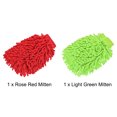 thumbnail image 3 of Uxcell Large Double-Side Microfiber Soft Chenille Dusting Mitten Light Green Rose Red 2in1 Set, 3 of 5