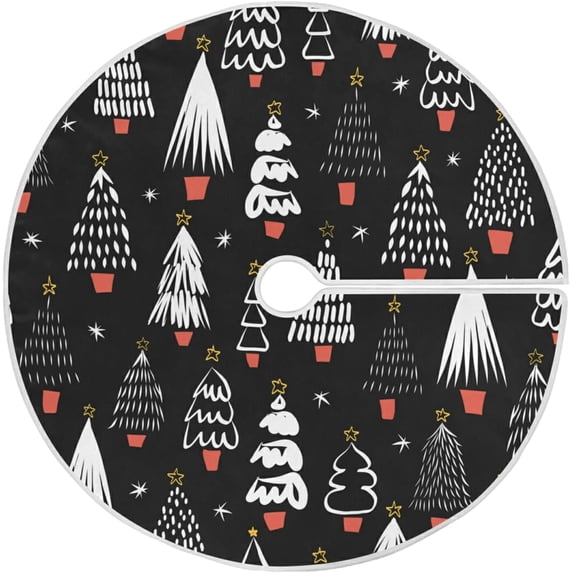 FMSHPON Abstract Christmas Trees Xmas Christmas Tree Skirt Stand Mat for Holiday Party Decoration Indoor Outdoor 36 inches