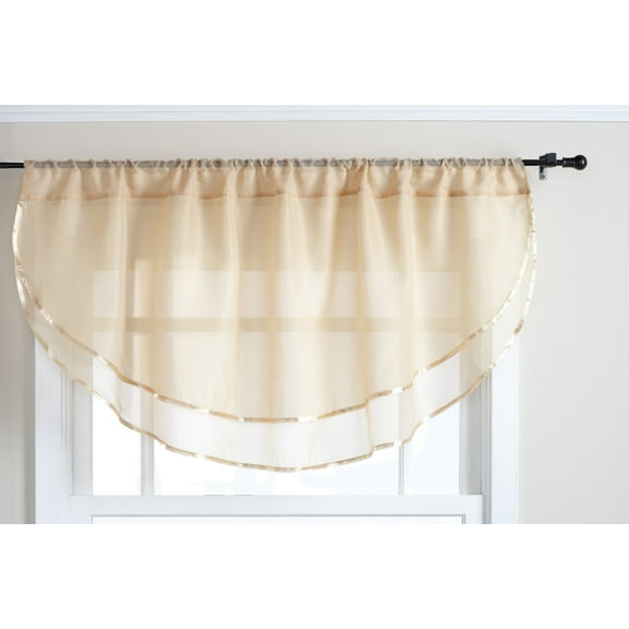 Belle Maison USA, LTD. Elegance Voile Layered Ascot Curtain Valance 60" x 24"