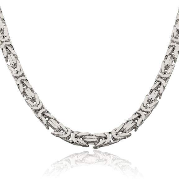 925 Sterling Silver 8.25mm Byzantine Link Chain Necklace