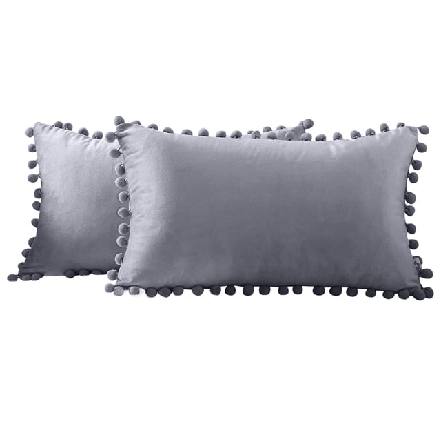 Throw Pillow Cover Velvet: 2PCS Pompom Pillow Case Cushion Cover Home Decoration