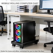 PC Stand, Mobile CPU Stand for Floor, Adjustable CPU Rolling Stand, Under Desk Computer Tower Stand, Computer Mobile Cart Holder with Locking Caster Wheels PC Tower Stand for Home and Office - Black