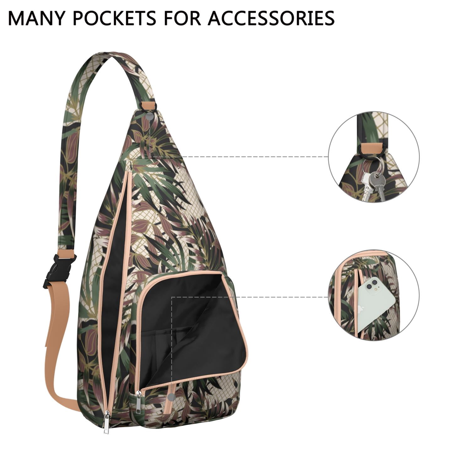 Hawaiian Hibiscus Tropical Floral Sling Bag, Lightweight Shoulder Bag for Women & Men