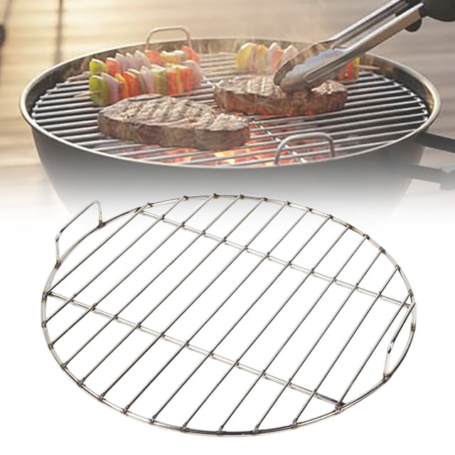 Stainless Grill Grate Extra Thick Round Grill Grates Replacement With Handle For Picnic & Outdoor Cooking