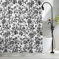 thumbnail image 2 of Black Flower Waterproof Shower Curtain, Extra Large 72"x96" Washable Polyester Fabric Shower Curtains for Bathroom, Vintage Farmhouse Boho Leaf Spring Plant Decorative Bathtub Curtain Sets with Hooks, 2 of 9