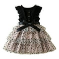 thumbnail image 2 of ZHUASHUM Kids Children Girls Summer Sleeveless Dot Print Dress With Belt Princess Casual Dress For Girls Black,3-4 Years, 2 of 5