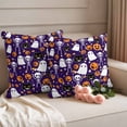 thumbnail image 2 of Halloween Purple Outdoor Waterproof Pillow Covers, Black White Ghost Orange Skull Pumpkin Decorative Square Throw Pillowcase Sofa Cushion Sham for Patio/Couch/Chair, 24"x24" 2 Pack, 2 of 8