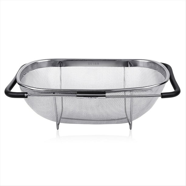 Colador Grande para , de Acero Inoxidable, de Fina, con Telescópico de Goma y Escurridor de Arroz.