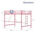 thumbnail image 6 of UBesGoo Queen Metal Loft Bed Frame with Horizontal Guardrail, Vertical Ladder with Rubber Anti-Slip Pads, Safe Heavy-Duty Frame, Pink, 6 of 6