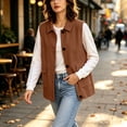thumbnail image 5 of Staron Fall Vest for Women Casual Knit Vest Sleeveless Solid Lightweight Comfy Loose Longline Vest Jacket Brown M, 5 of 7