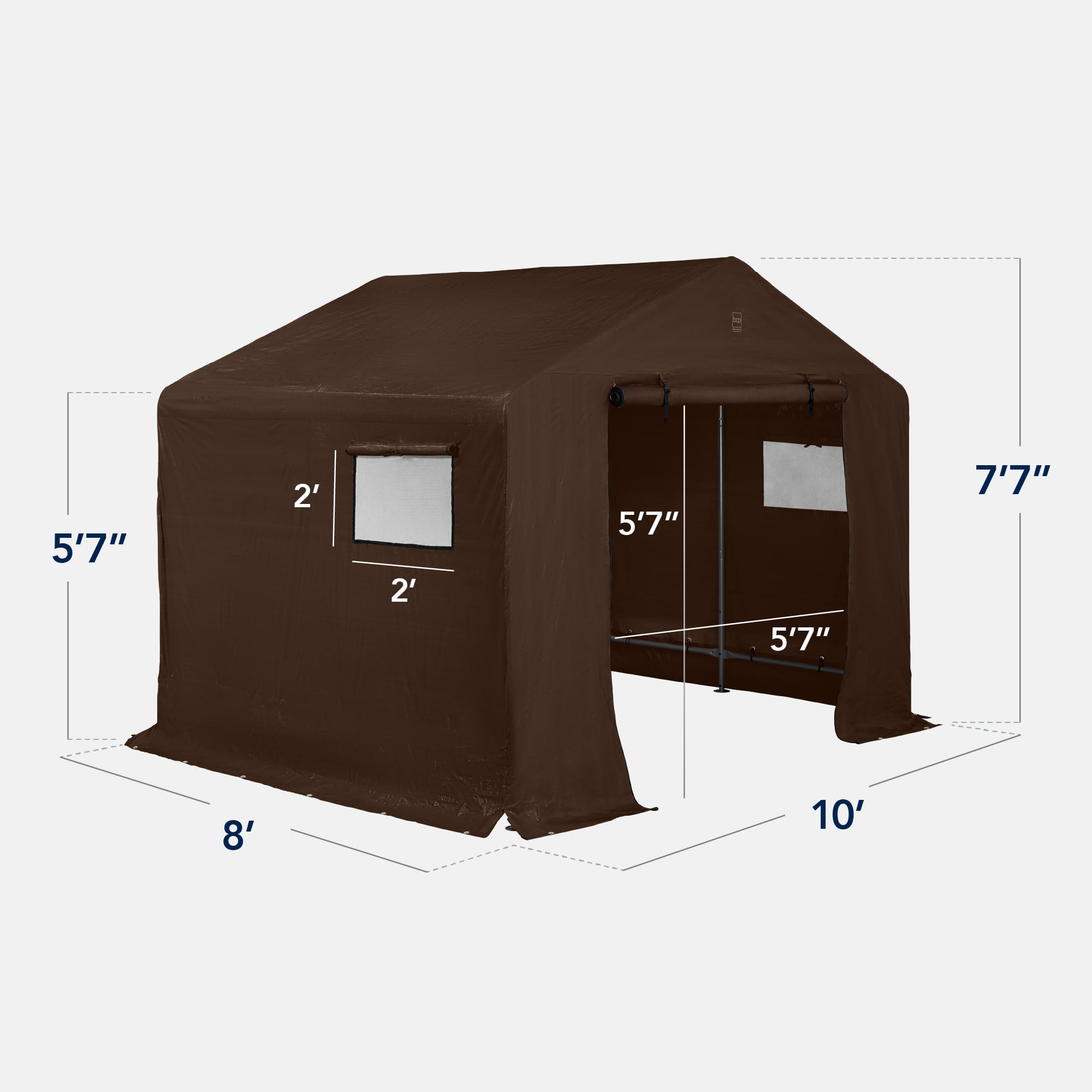 Best Choice Products 10x8ft Outdoor Fabric Storage Shed Steel Frame Dual Roll Up Zipper Doors Window Tan