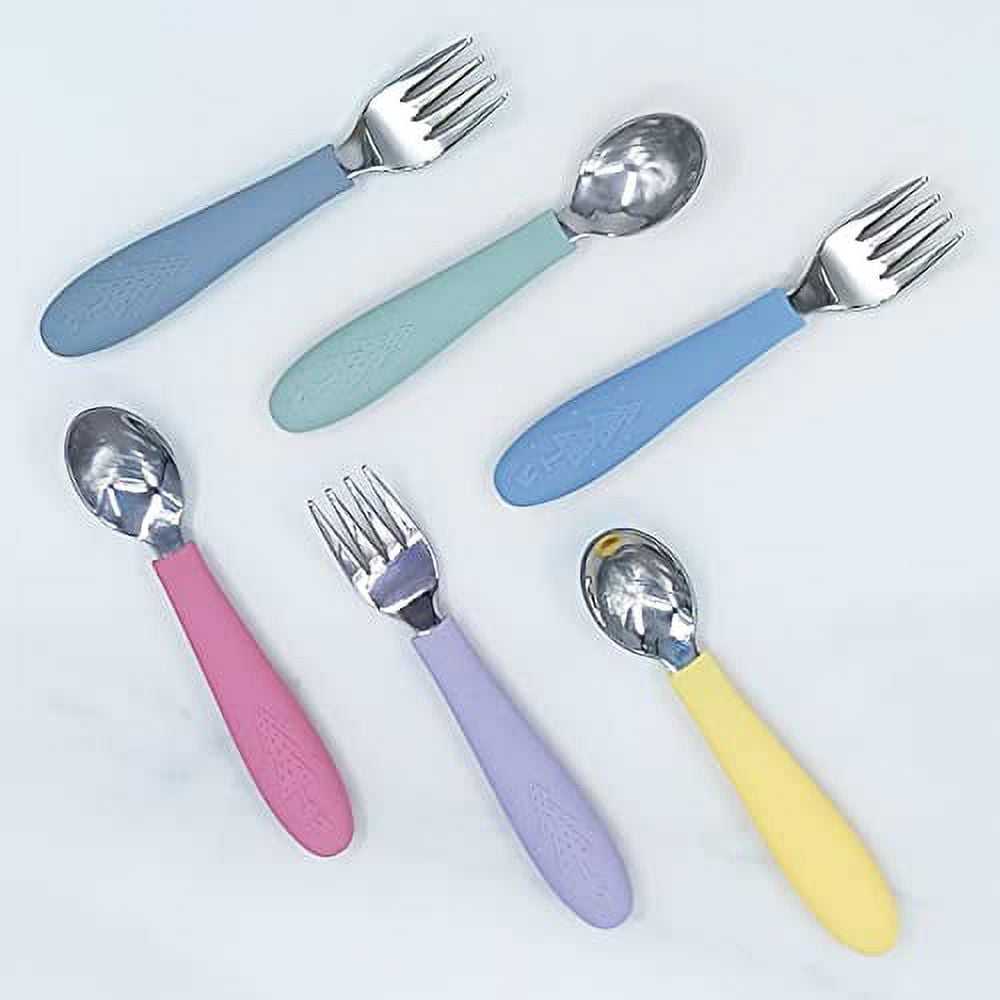 Elk and Friends Kids Silverware with Silicone Handle, Childrens Safe  Flatware, Toddler Utensils, Baby Spoons + Forks