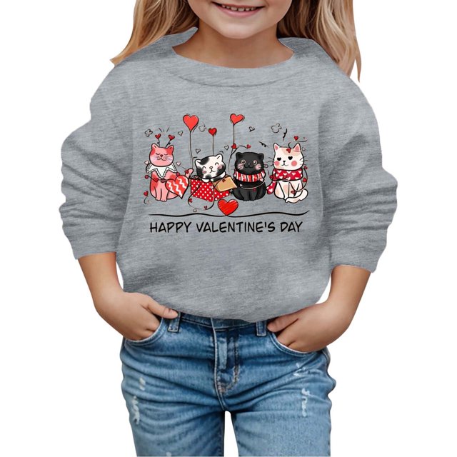 Chandail à Capuchon pour Enfants à Imprimé à la Mode pour la Saint-Valentin d'Automne et d'Hiver
