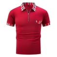 thumbnail image 3 of JIANJIA Polo Shirts For Men Solid Color Lapel Button Short Sleeve Leisure Fashion Pullover Tops Daily-Wear,Red,M, 3 of 9