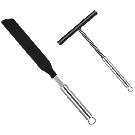 PAMINGONO 2 Sets Crepe Spreader and Spatula Kit for Baking Assorted Color Flat Shape Chefs Tool