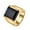 Gold Blue-Sandstone, variant on Men's Stainless Steel 10MM Square Gemstone Crystal Inlaid Plain Engagement Ring Gold Plated Glossy Wedding Band Silver Blue-Stone Size 11