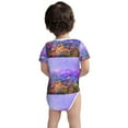 thumbnail image 3 of Xecao Colorful Purple Cosmos Flower Pattern Baby Climbing Bodysuit Short Sleeve Onesie Unisex 0-12 Months Baby Shirt Newborn Outfits Crotch snap design-2 Years, 3 of 6