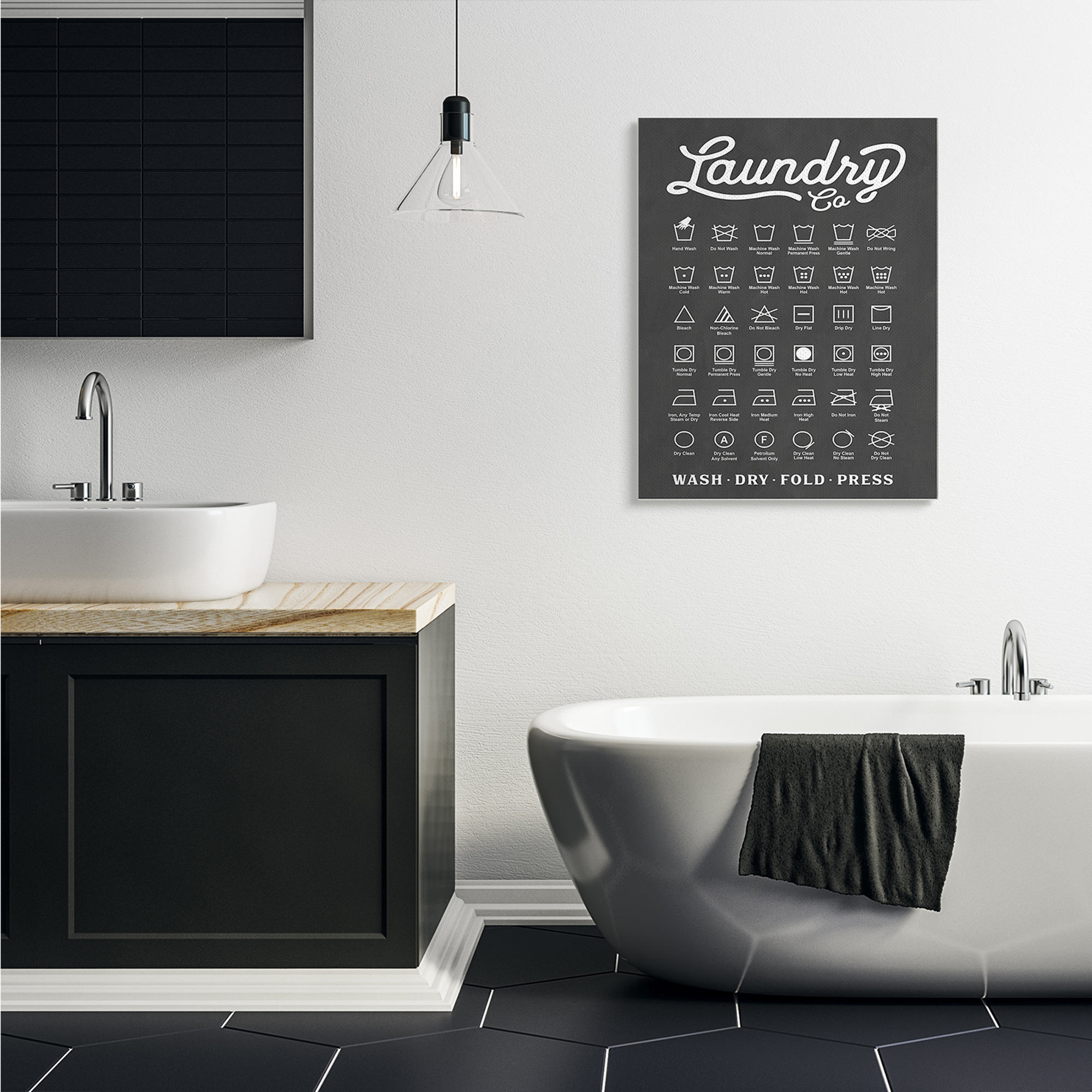 Stupell Industries Laundry Business Symbols Chart Simple Shapes ,30 x 40,Designed by Lettered and Lined