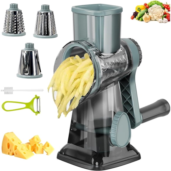 Rallador de queso Eleko Meyar giratorio manual con mango azul