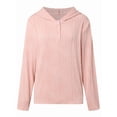 thumbnail image 2 of Womens Sweatshirts Hoodies Casual Loose Long Sleeve V Neck Button Down Pullover Fall Clothes Outfits Pink 5XL, 2 of 5