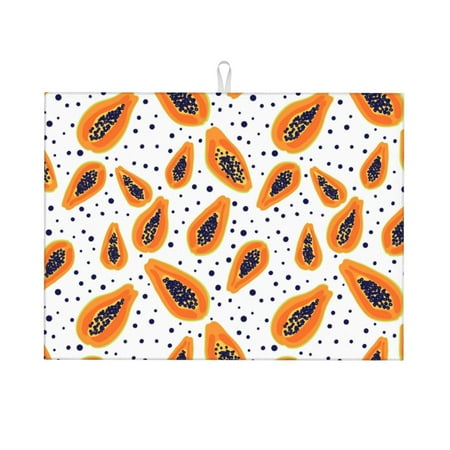 

Dish Drying Mat Papaya polka dots Highly Absorbent Microfiber Drying Mat Kitchen Counter or Sink Drawer Liner 16x18 Kitchen Drying Mat Coffee Mat Kitchen Essentials