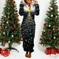 thumbnail image 2 of Women's Fuzzy Christmas Pjs Onesie Pajamas Jumpsuits One Piece Rompers Zipper Hooded Warm Sherpa Romper Sleepwear Cute Playsuit with Hooded, 2 of 6