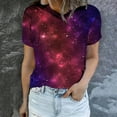 thumbnail image 4 of GUZYING Graphic Tees for Women Dressy Tops for Women Y2K Women's Starry Print Casual Fashion Short Sleeve Tops Blouse(Hot Pink,XL), 4 of 6