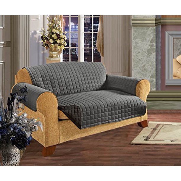 Reversible Couch Slipcover Furniture Protector Oversize Sofa Size, Gray