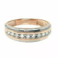 thumbnail image 2 of Band Channel Set Men's Ring 14K White & Rose Gold Plated 1.50Ct Lab Created Diamond Solid 925 Sterling Silver, 2 of 5