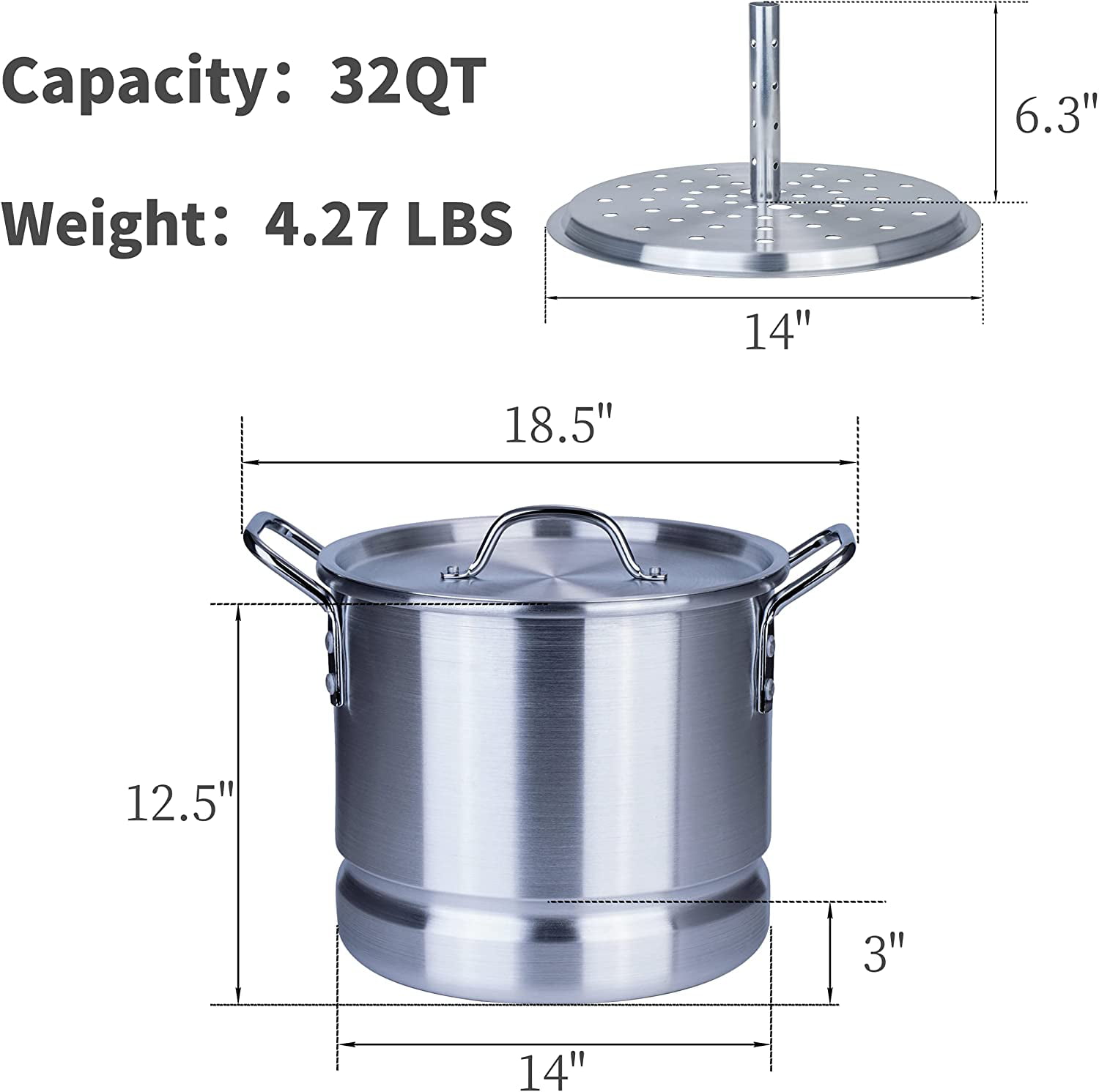 Mesa Mia Stainless Steel 20-qt. Stockpot with Steamer Insert