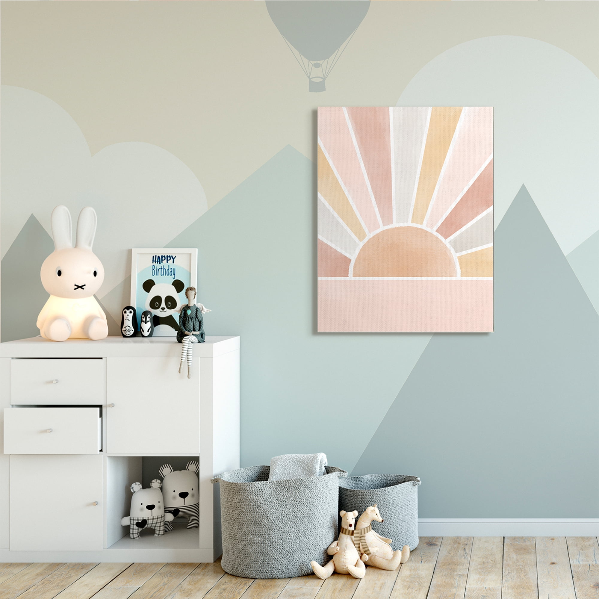 Stupell Industries Pink Tone Horizon Striped Sun Ray Landscape,36 x 48,Designed by Taylor Shannon