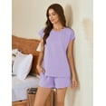 thumbnail image 3 of Ekouaer Cotton Pajamas for Women Set 2 Piece Cap Sleeve Pjs Shorts Set Lounge Sets Sleepwear, 3 of 6