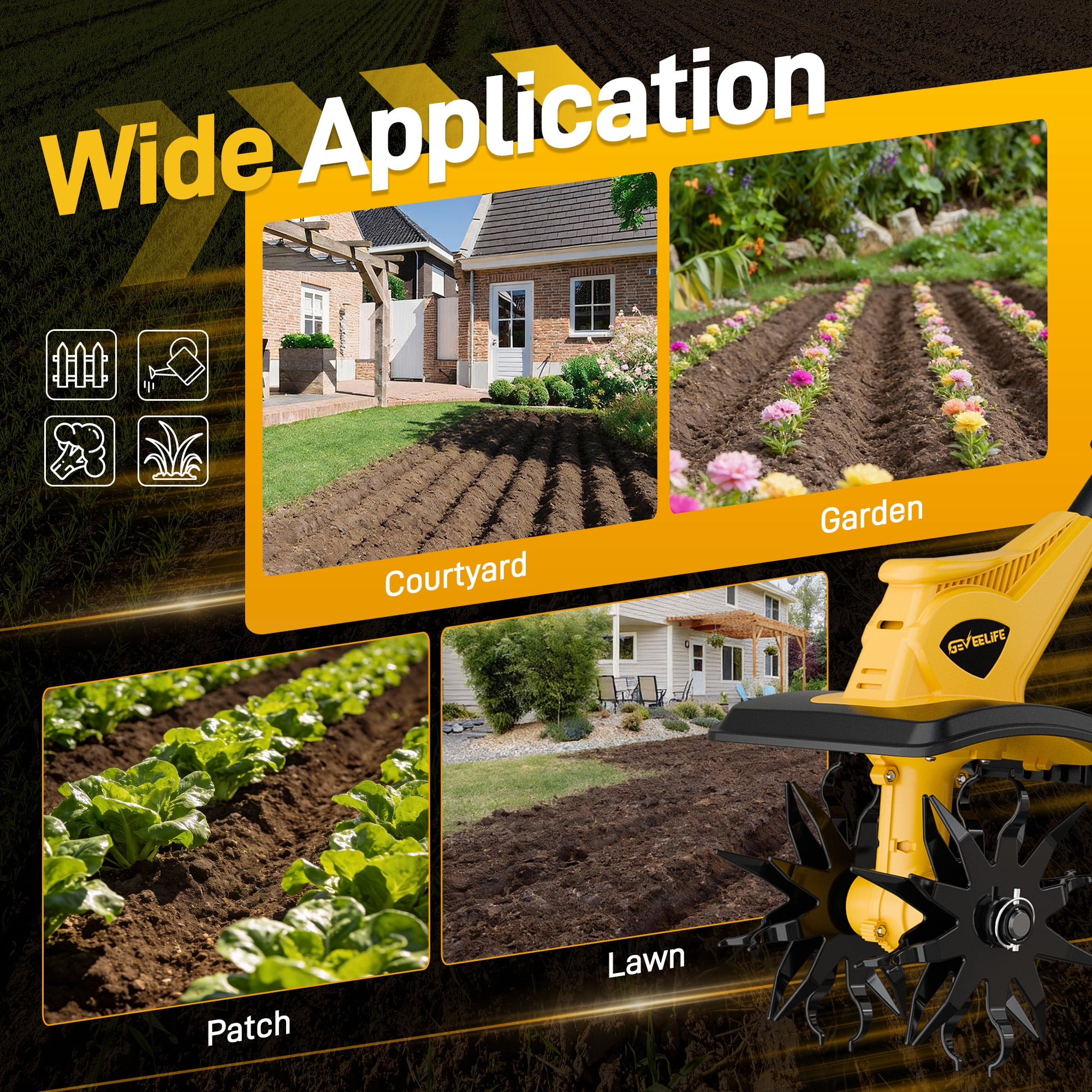 20V Cordless Tiller Cultivator with Dual 4.0Ah Batteries, Brushless Motor and Steel Tines for Garden Care