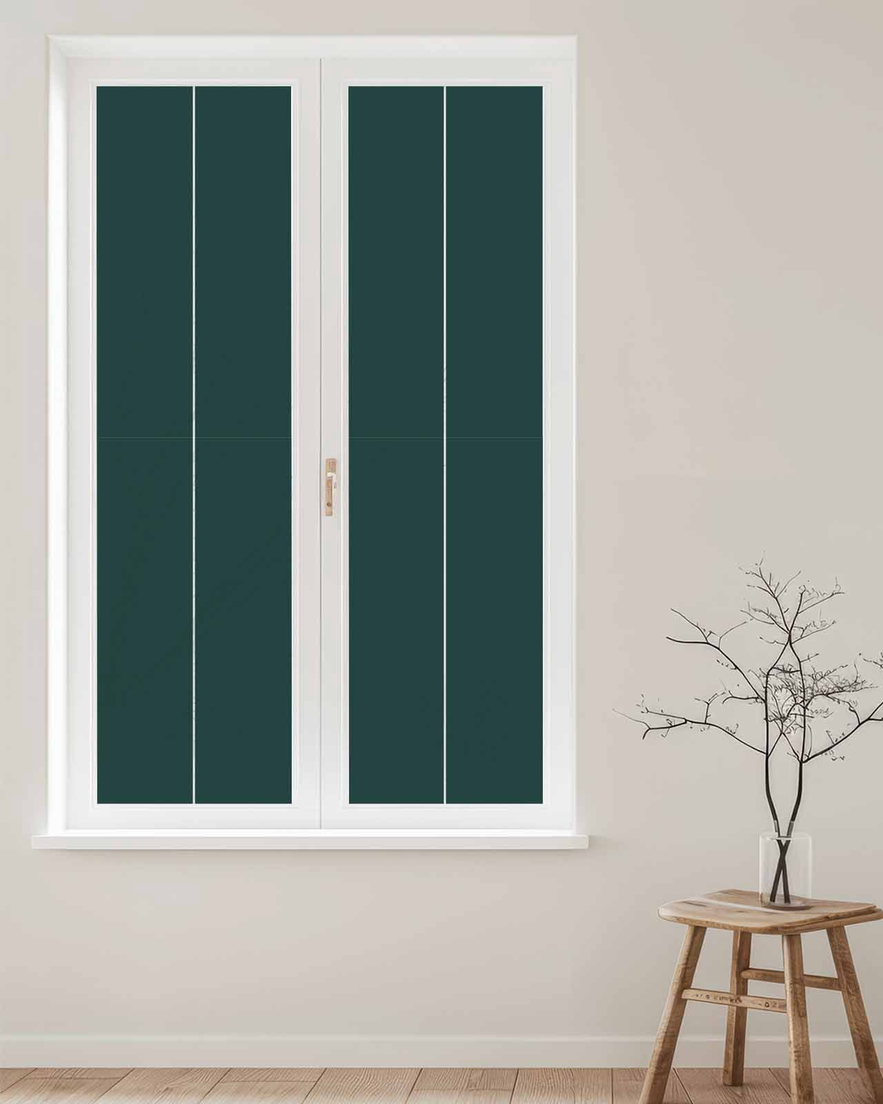 Solid Color Window Privacy Film Deep Green Decorative Glass Window Film UV Blocking Static Cling Non-Adhesive Sticker Covering for Home Door 17.7 x 78.7 inches