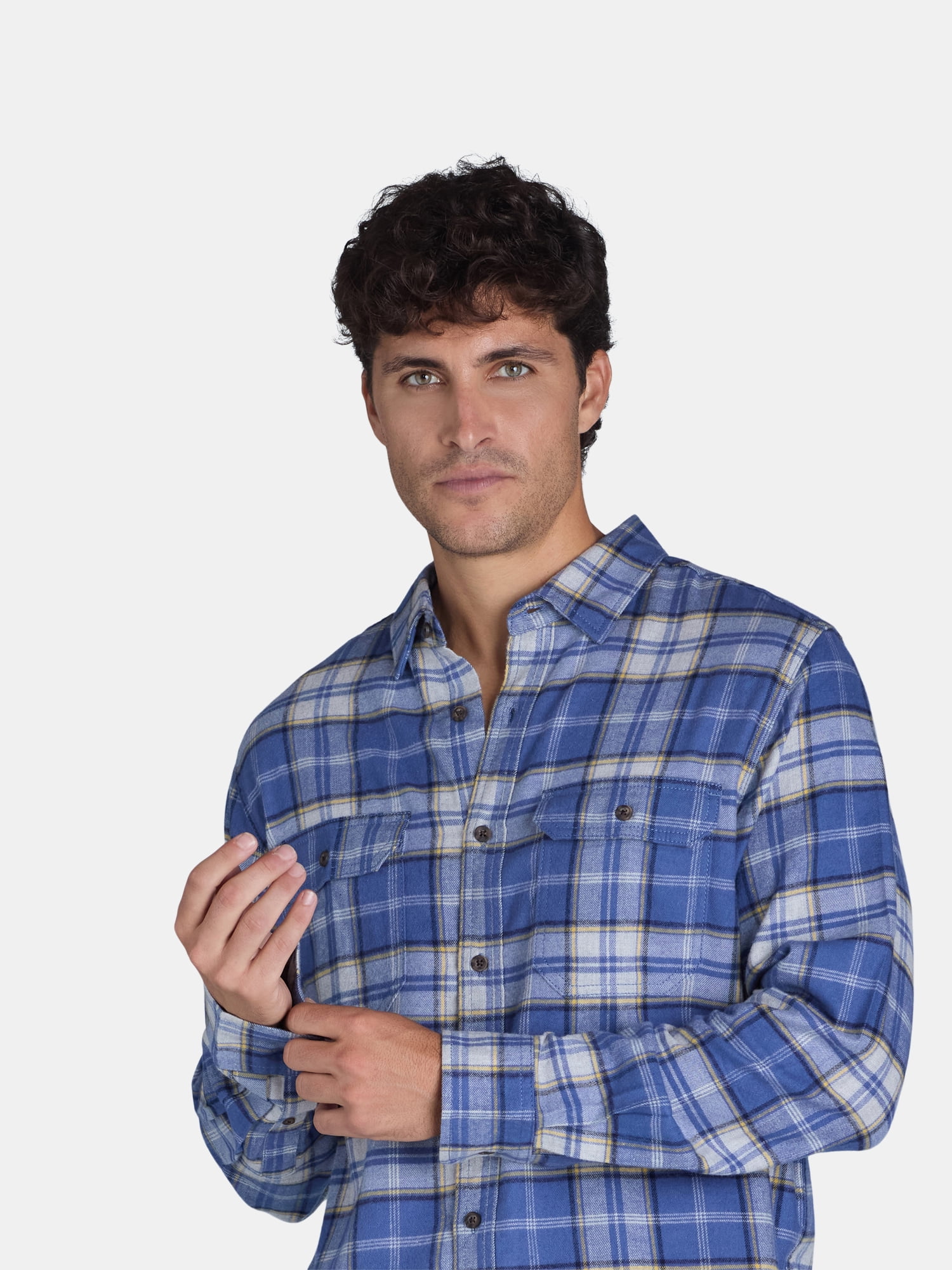 George Men's and Big Men's Flannel Shirt with Long Sleeves, Sizes XS-3XLT