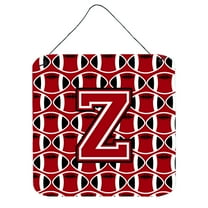 Letter Z Football Red Black and White Wall or Door Hanging Prints