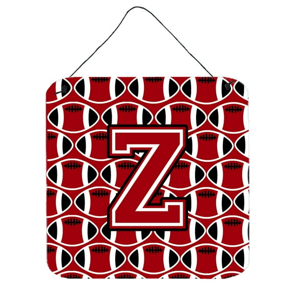 Letter Z Football Red Black and White Wall or Door Hanging Prints