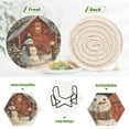thumbnail image 4 of Qxltty Elegant Snowman Drink Coasters with Holder 6pcs Handmade Woven Simple Vintage Saucer Set, 4 of 7